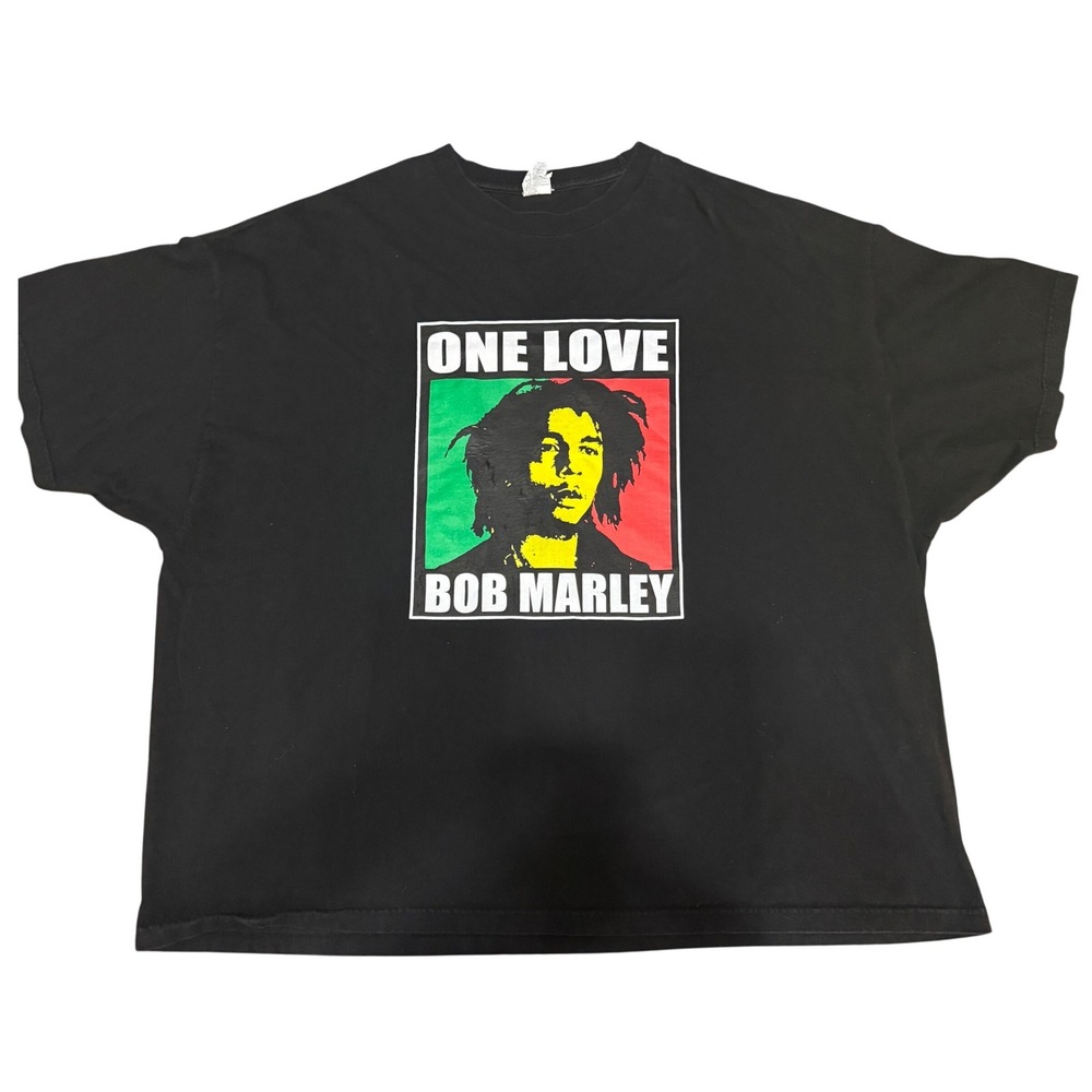 Bob Marley Y2K One Love Graphic T-Shirt Mens 5XL Black Alstyle Reggae Rasta Tee